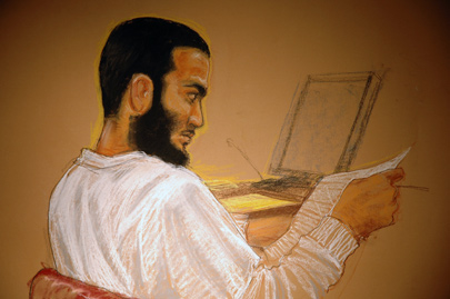 Omar Khadr during a pre-trial hearing in May 2008