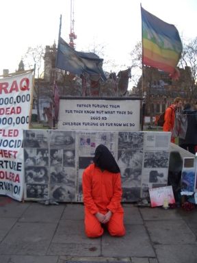 Guantanamo protestor in Parliament Square