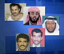 The five men charged in connection with the 9-11 attacks: Khalid Sheikh Mohammed, Ramzi bin al-Shibh, Mustafa al-Hawsawi, Ali Abdul Aziz Ali and Walid bin Attash