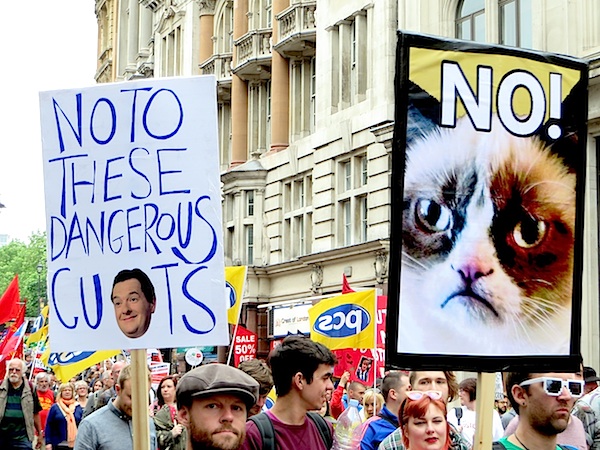 Campaigners on the huge anti-austerity protest in London on June 20, 2015, attended by around 250,000 people (Photo: Andy Worthington).