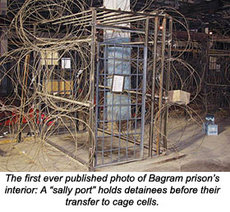 A cell in the US prison at Bagram airbase, Afghanistan