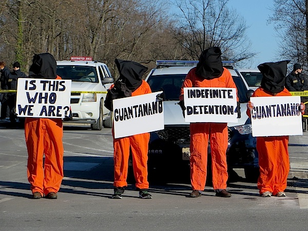 Campaigners outside CIA headquarters in Langley, Virginia on January 10, 2015 (Photo: Andy Worthington).