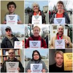 Some of the Close Guantanamo supporters who have stood with posters calling on Donald Trump to close Guantanamo over the first 100 days of his presidency.