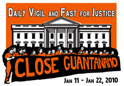 Witness Against Torture logo for Guantanamo Vigil, January 2010