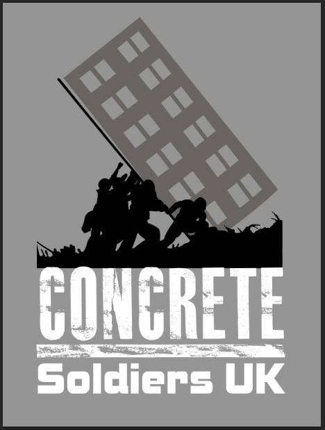 A promotional poster for 'Concrete Soldiers UK', designed by the Artful Dodger. The film, directed by Nikita Woolfe, is released in December 2017.
