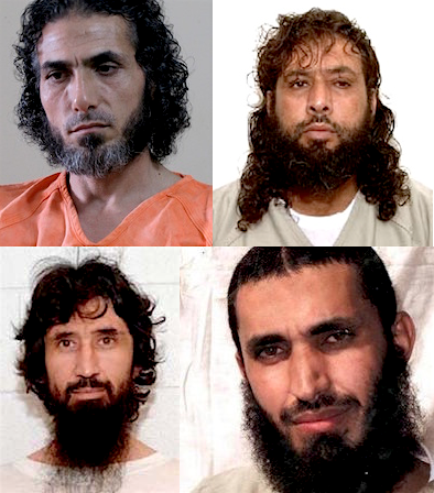 Four prisoners released from Guantanamo who have ended up in very different circumstances following the closure by Donald Trump of the office of the Special Envoy for Guantanamo Closure. Clockwise from top left: Abu Wa'el Dhiab, Omar Mohammed Khalifh, Abd al-Malik al-Rahabi and Ravil Mingazov.