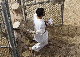 A prisoner at Guantanamo (AP Photo/Brennan Linsley)