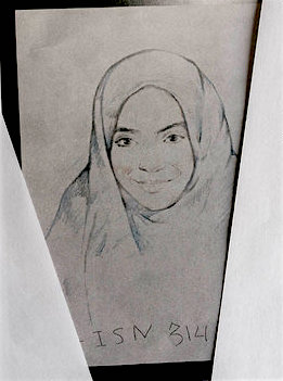 A drawing that Guantanamo prisoner Haroon Gul made of his daughter Maryam.