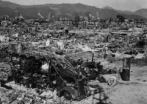 A photo of Hiroshima after the atomic bomb was dropped on the city on August 6, 1945. Up to 80,000 people died instantly, and the death toll by the end of 1945 was around 140,000.