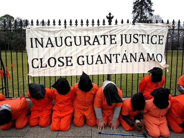 "Inaugurate Justice, Close Guantanamo": a message from Witness Against Torture activists outside the White House on January 13, 2013, the 11th anniversary of the opening of the prison, just a week before President Obama's second term inauguration (Photo: Andy Worthington).