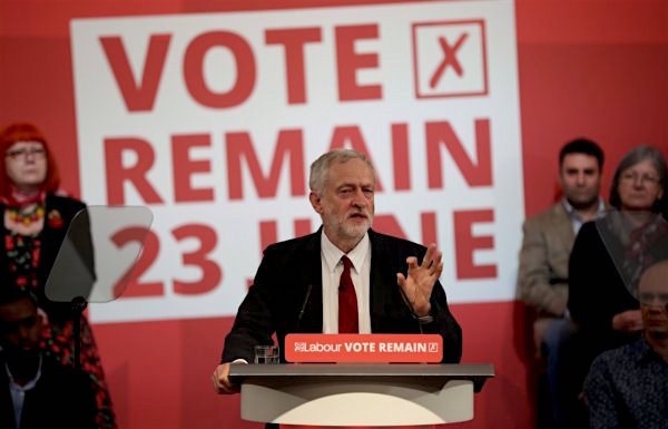 Jeremy Corbyn campaigning for the UK to stay in the EU prior to last June's EU referendum.