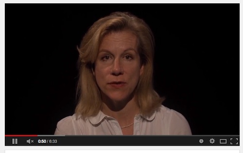 A screen shot of Juliet Stevenson from the short film the We Stand With Shaker campaign made for Human Rights Day, of Shaker Aamer's Declaration of No Human Rights, written in Guantanamo.