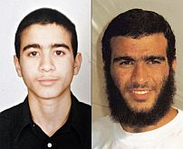 Omar Khadr, as he was at the time of his capture in 2002, and as he appears today