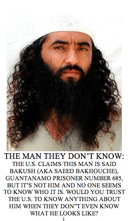 Not Saeed Bakhouche: The US authorities claim that this photo is of Algerian Guantanamo prisoner, who was facing a periodic review Board last week, but as Bakhouche's attorney, Candace Gorman, has pointed out, the man in this photo is not Saeed Bakhouche, and no one seems to know who it is. is it possible to trust the US authorities when, in Saeed Bakhouche's case, they don't seem to know who they are holding?