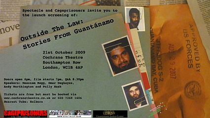 Outside the Law: Stories from Guantanamo - flier for the launch