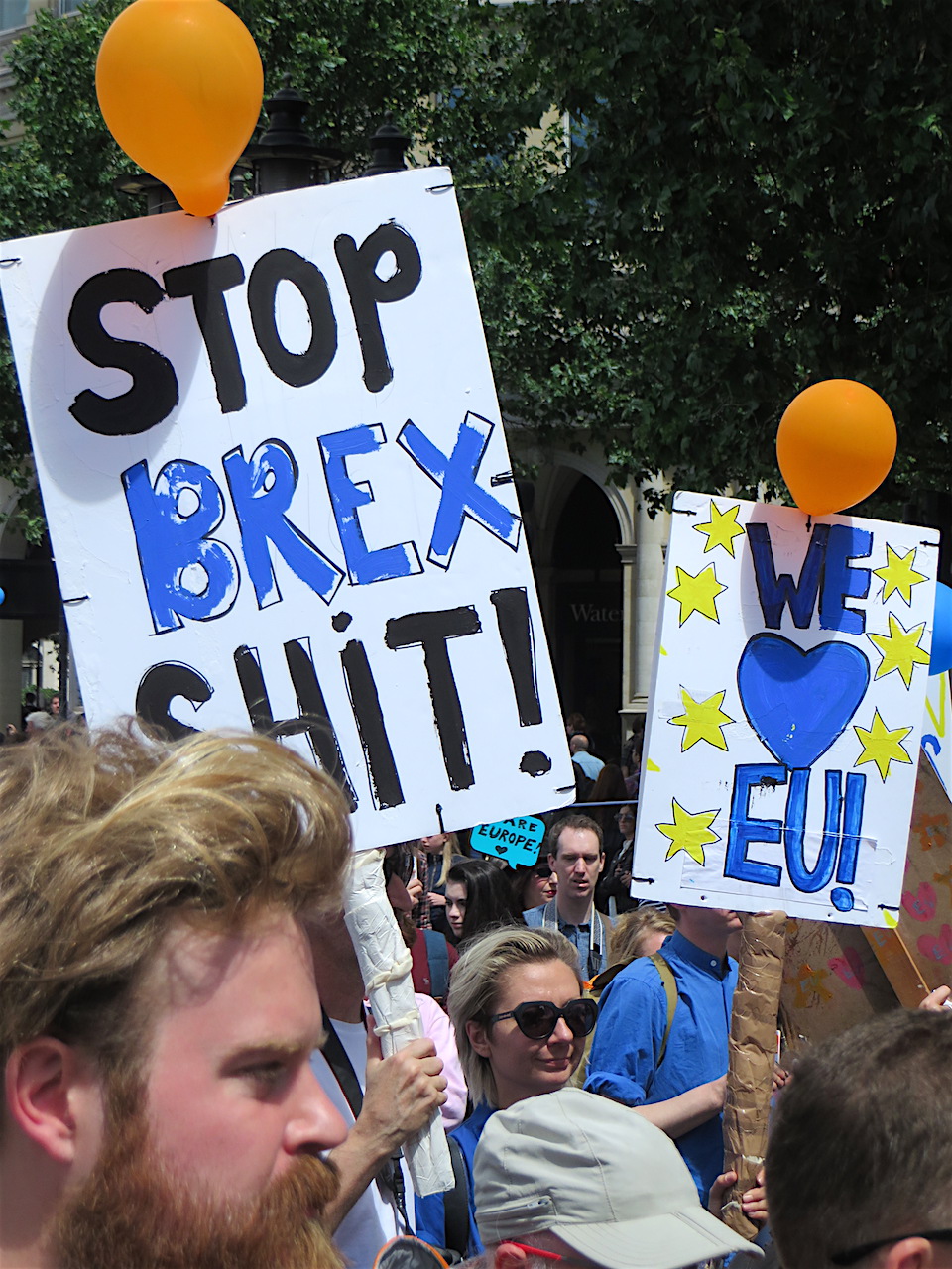 Stop-Brex-sh*t: a placard from the March for Europe in London on July 2, 2016 (Photo: Andy Worthington).
