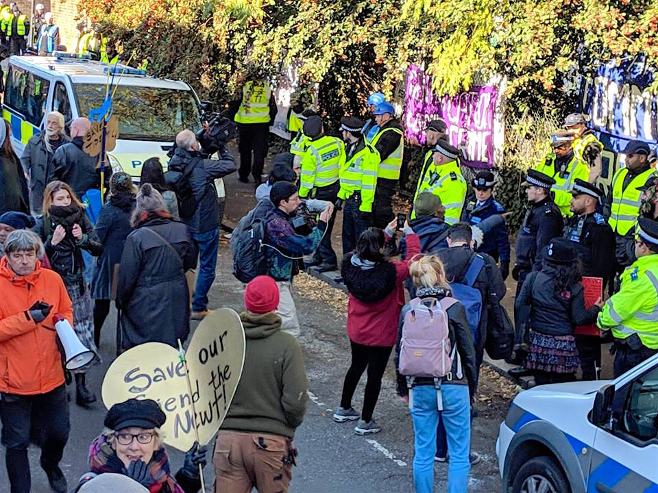 A photo taken during the violent eviction of the Old Tidemill Wildlife Garden in Deptford on October 29, 2018 (Photo: Harriet Vickers).