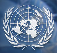 The logo of the UN