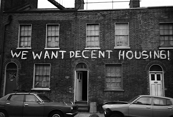Housing crisis: a photo from the 1970s, sadly as relevant today as it was then.