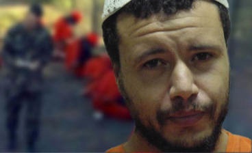 Guantanamo prisoner Younous Chekkouri (aka Younus Chekhouri), repatriated to Morocco on September 16, 2015 but imprisoned ever since (Photo collage by Reprieve).